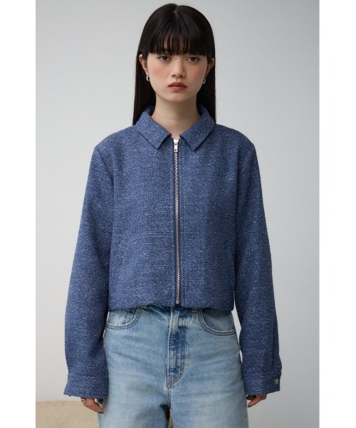 AZUL by moussy（アズールバイマウジー）の「ラメツイードショートジャケット（テーラードジャケット・レディース・ブラック/ライトベージュ/ブルー・FREE）」の12枚目の写真