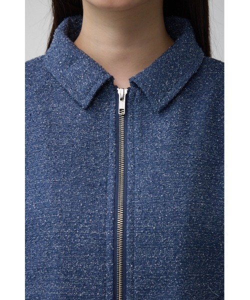 AZUL by moussy（アズールバイマウジー）の「ラメツイードショートジャケット（テーラードジャケット・レディース・ブラック/ライトベージュ/ブルー・FREE）」の9枚目の写真