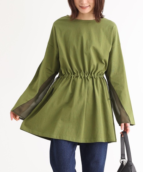 n'OrLABEL（ノアールレーベル）の「『ウエストドロストデザインカットソー』（Tシャツ/カットソー・レディース・グレイッシュベージュ/カーキ/ブラック・FREE）」の3枚目の写真