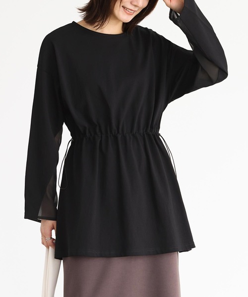 n'OrLABEL（ノアールレーベル）の「『ウエストドロストデザインカットソー』（Tシャツ/カットソー・レディース・グレイッシュベージュ/カーキ/ブラック・FREE）」の2枚目の写真