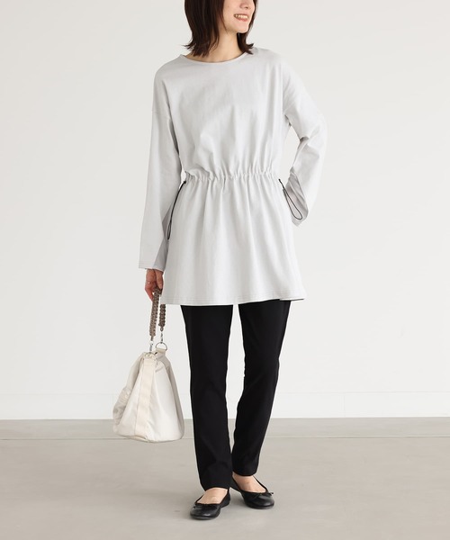 n'OrLABEL（ノアールレーベル）の「『ウエストドロストデザインカットソー』（Tシャツ/カットソー・レディース・グレイッシュベージュ/カーキ/ブラック・FREE）」の6枚目の写真