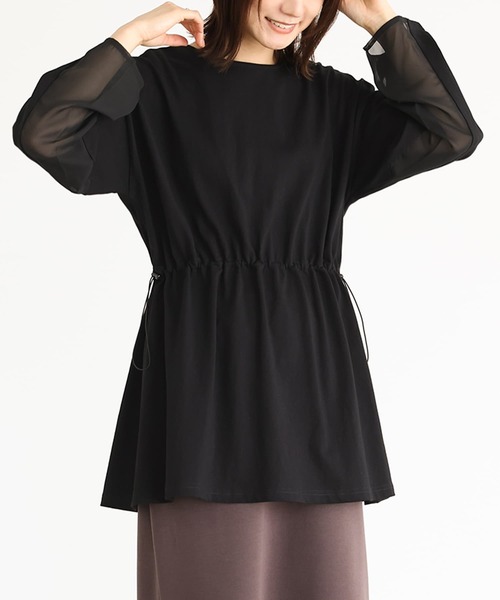 n'OrLABEL（ノアールレーベル）の「『ウエストドロストデザインカットソー』（Tシャツ/カットソー・レディース・グレイッシュベージュ/カーキ/ブラック・FREE）」の7枚目の写真