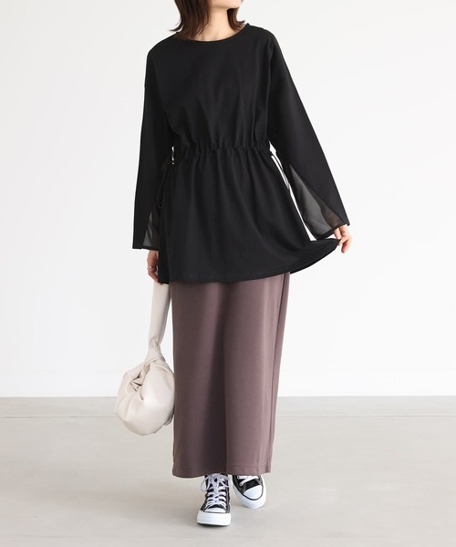 n'OrLABEL（ノアールレーベル）の「『ウエストドロストデザインカットソー』（Tシャツ/カットソー・レディース・グレイッシュベージュ/カーキ/ブラック・FREE）」の9枚目の写真