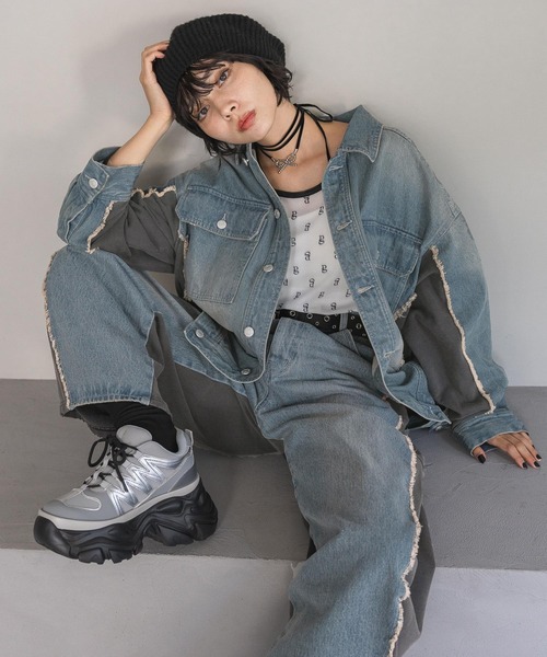 PAGEBOY（ページボーイ）の「ドッキングデニムブルゾン（ブルゾン・レディース・ブラック/ブルー・FREE）」の21枚目の写真