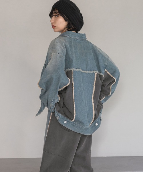 PAGEBOY（ページボーイ）の「ドッキングデニムブルゾン（ブルゾン・レディース・ブラック/ブルー・FREE）」の17枚目の写真