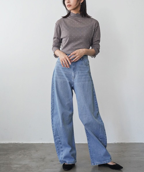 mili an deni(ミリアンデニ)の「ラインストーンメローハイネックトップス(Tシャツ/カットソー・レディース・ブラック/チャコールグレー/オフホワイト・M)」の13枚目の写真