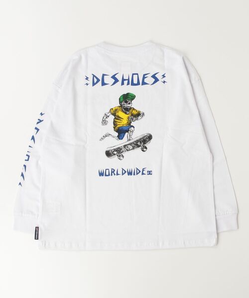 DC（ディーシー）の「DC/ディーシー 24 KD SKATE SKULL LS24 キッズ スケート スカル ロングスリーブ ロングTシャツ スケートボード 公園 親子コーデ YLT244530（Tシャツ/カットソー・キッズ・スミクロ/ホワイト/ブラック・100cm/110cm/120cm/130cm/140cm/150cm/160cm）」の6枚目の写真