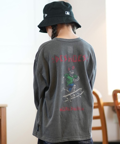 DC（ディーシー）の「DC/ディーシー 24 KD SKATE SKULL LS24 キッズ スケート スカル ロングスリーブ ロングTシャツ スケートボード 公園 親子コーデ YLT244530（Tシャツ/カットソー・キッズ・スミクロ/ホワイト/ブラック・100cm/110cm/120cm/130cm/140cm/150cm/160cm）」の15枚目の写真