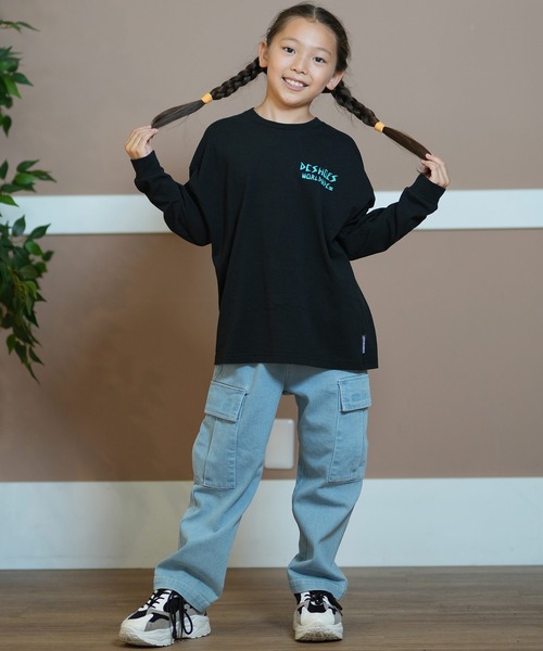 DC（ディーシー）の「DC/ディーシー 24 KD SKATE SKULL LS24 キッズ スケート スカル ロングスリーブ ロングTシャツ スケートボード 公園 親子コーデ YLT244530（Tシャツ/カットソー・キッズ・スミクロ/ホワイト/ブラック・100cm/110cm/120cm/130cm/140cm/150cm/160cm）」の10枚目の写真