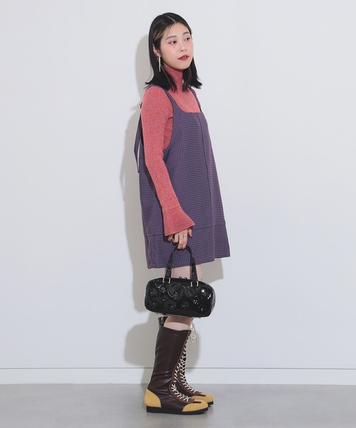 Ray BEAMS(レイビームス)の「メランジ リブ フレアスリーブ ニット(ニット/セーター・レディース・レッド/イエロー・ONE SIZE)」の4枚目の写真