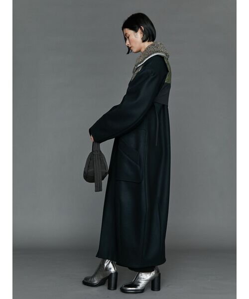 UN3D. ケープギャザーコート ブラック　アンスリード　ロング丈　ドロスト　春 UN3D.（アンスリード）の「ギャザーロングダウンコート（ダウン