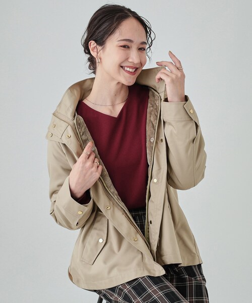 DRESKIP(ドレスキップ)の「◆【撥水/マルチWAY】フェイクファーライナー付き欲張りマンパ(ブルゾン・レディース・ライトベージュ/カーキ/ブラック/ブラウン系その他・04/03/02)」の2枚目の写真