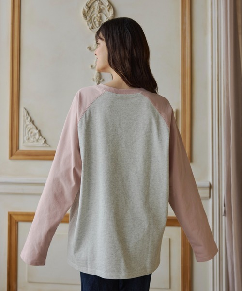LANTINAM(ランティナム)の「【ユニセックス】ラグランオーバーTシャツ オーバーサイズ(Tシャツ/カットソー・レディース・チャコールグレー/ピンク・FREE)」の8枚目の写真
