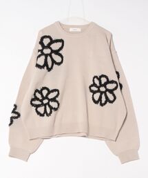 <累計販売数10000点!>【WOMENS】WEB限定/ブークレフラワーモチーフルーズニット
