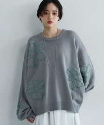 ＜累計販売数10000点！＞【WOMENS】WEB限定/ブークレフラワーモチーフルーズニット