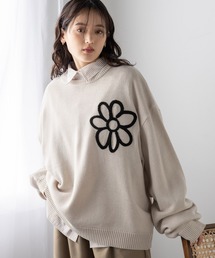 <累計販売数10000点!>【WOMENS】WEB限定/ブークレフラワーモチーフルーズニット