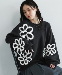 ＜累計販売数10000点！＞【WOMENS】WEB限定/ブークレフラワーモチーフルーズニット