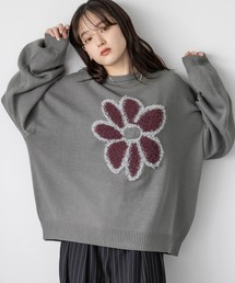 RAGEBLUE | 【UNISEX】boucle flower motif loose knit/ブークレフラワーモチーフルーズニット(ニット/セーター)