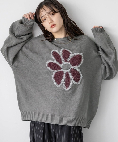 ニット セーター BLOSSOM MOTIF KNIT/ブロッサムモチーフニット レディース RAGEBLUE ニット セーター フラワーモチーフ透かし編みニット