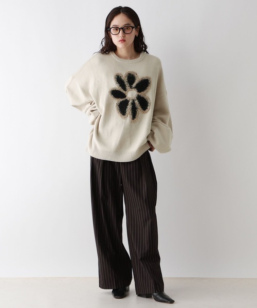 ニット セーター BLOSSOM MOTIF KNIT/ブロッサムモチーフニット レディース セール】 フラワーモチーフニット≪手洗い可能≫ （ニット