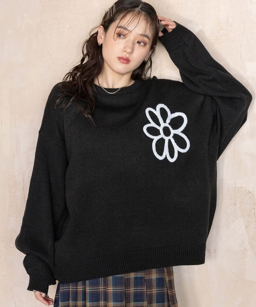 UNISEX】boucle flower motif loose knit/ブークレフラワー