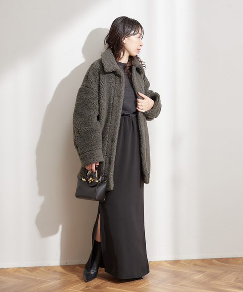 journal standard L'essage（ジャーナルスタンダードレサージュ）の「JESI WOOLボアブルゾン（ブルゾン・レディース・チャコールグレー/ベージュ・FREE）」の6枚目の写真