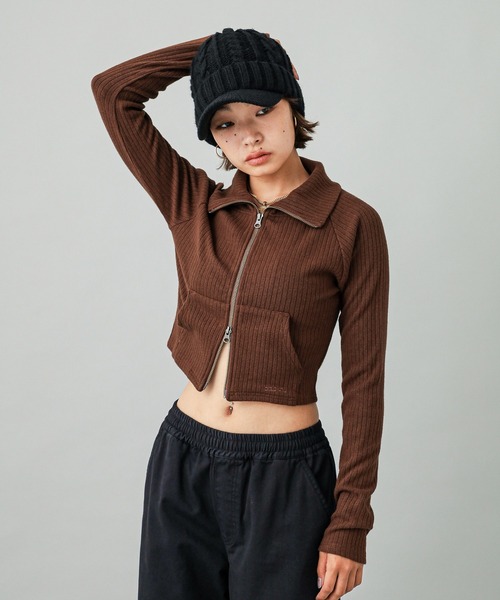 X-girl（エックスガール）の「DOUBLE ZIP UP COMPACT CARDIGAN（T