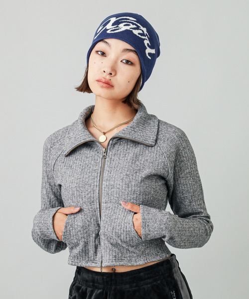 X-girl（エックスガール）の「DOUBLE ZIP UP COMPACT CARDIGAN（Tシャツ/カットソー・レディース・ブラック/アッシュ/ブラウン・S/M）」の6枚目の写真