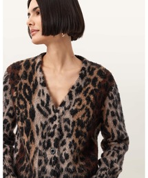 ALLSAINTS（オールセインツ）の「WICK LEOPARD JACQUARD CROPPED CARDIGAN | WICK レオパード ジャカード クロップド カーディガン（カーディガン/ボレロ）」