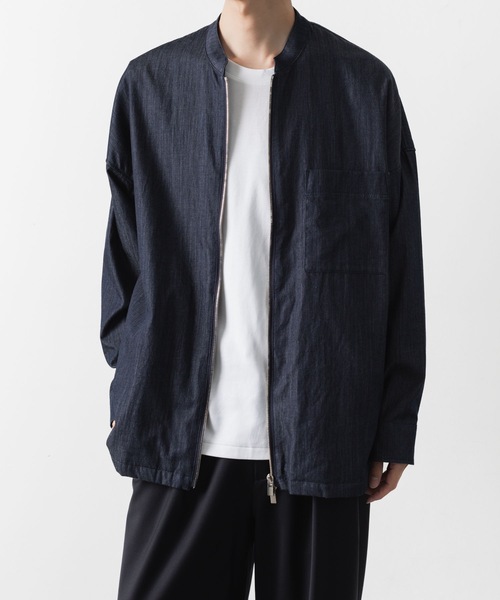 ATTACHMENT（アタッチメント）の「【 直営店・ZOZOTOWN限定 】5.5ozデニム ワンウォッシュ バンドカラーシャツ / 5.5oz DENIM ONE WASH BAND COLLAR SHIRT（シャツ/ブラウス・メンズ・ネイビー/ブラック・1/2/3）」の3枚目の写真