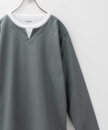 NAVY 時短コーデ キーネックロンT