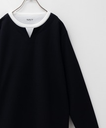 NAVY 時短コーデ キーネックロンT