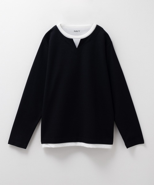 NAVY(ネイビー)の「NAVY 時短コーデ キーネックロンT(Tシャツ/カットソー・メンズ・グリーン/ブラック/グレイッシュベージュ/ネイビー・XXL/S/M/L/XL)」の5枚目の写真