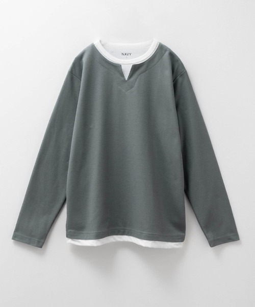 NAVY(ネイビー)の「NAVY 時短コーデ キーネックロンT(Tシャツ/カットソー・メンズ・グリーン/ブラック/グレイッシュベージュ/ネイビー・XXL/S/M/L/XL)」の9枚目の写真