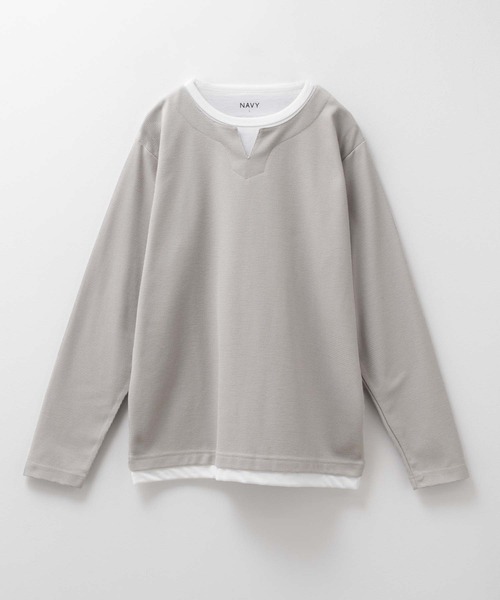 NAVY(ネイビー)の「NAVY 時短コーデ キーネックロンT(Tシャツ/カットソー・メンズ・グリーン/ブラック/グレイッシュベージュ/ネイビー・XXL/S/M/L/XL)」の7枚目の写真