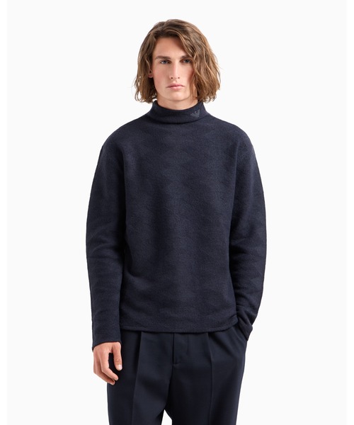 EMPORIO ARMANI インターシャパターン ピュアバージンウールセーター EMPORIO ARMANI セーター ニット 「エンポリオ アルマーニ