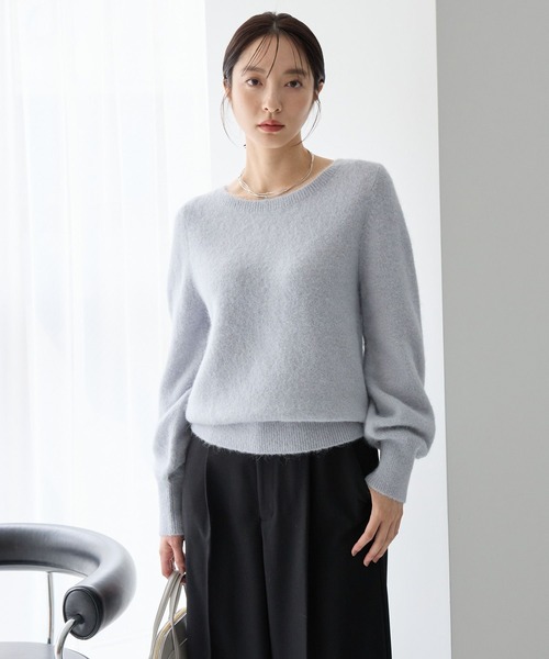 Andemiu(アンデミュウ)の「【洗える】アルパカコンボートネックニット(ニット/セーター・レディース・ライトグレー/ピンク/オフホワイト・FREE)」の12枚目の写真
