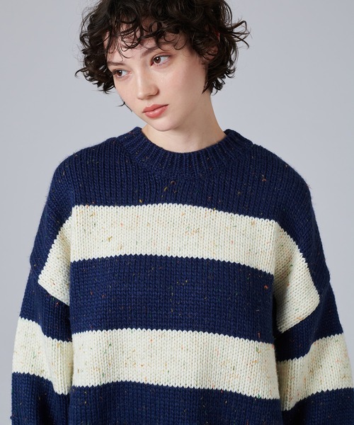 ニット+セーター vintage nep yarn knit ONCILY（オンシェリー）の「NEP YARN VOLUME BORDER KNIT / カラー