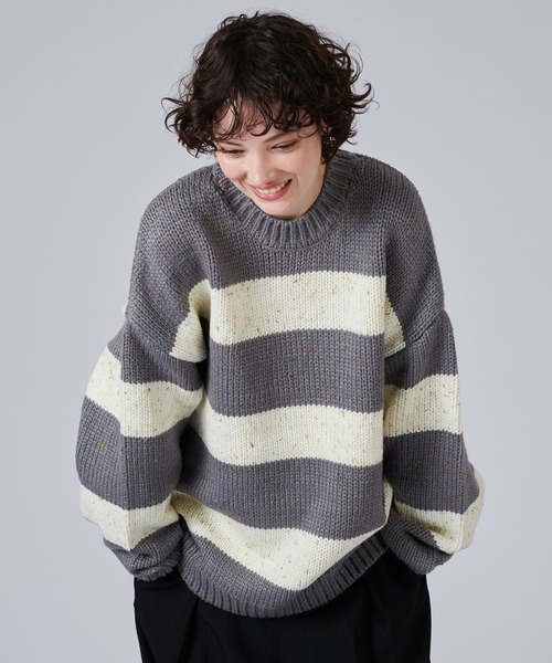ONCILY（オンシェリー）の「NEP YARN VOLUME BORDER KNIT / カラー