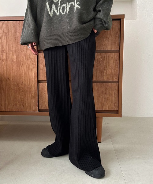 apres jour mignon（アプレジュールミニョン）の「リブニットパンツ【ZOZOTOWN限定アイテム】（その他パンツ・レディース・ブラック/グレイッシュベージュ/アイボリー/ダークブラウン/オレンジ・X-LARGE/SMALL/MEDIUM）」の13枚目の写真