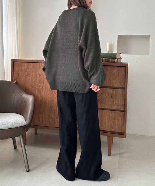 apres jour mignon（アプレジュールミニョン）の「リブニットパンツ【ZOZOTOWN限定アイテム】（その他パンツ・レディース・ブラック/グレイッシュベージュ/アイボリー/ダークブラウン/オレンジ・X-LARGE/SMALL/MEDIUM）」の19枚目の写真