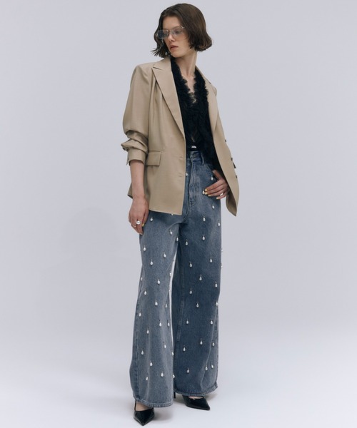 JOSE MOON(ジョゼムーン)の「PEAKED LAPEL SHIRTS JACKET/ピークドラペルシャツジャケット(テーラードジャケット・レディース・チャコールグレー/ブラック/ベージュ・FREE)」の22枚目の写真