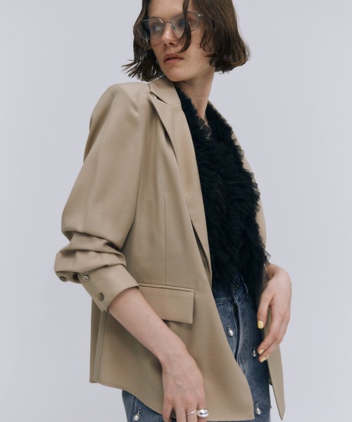 JOSE MOON(ジョゼムーン)の「PEAKED LAPEL SHIRTS JACKET/ピークドラペルシャツジャケット(テーラードジャケット・レディース・チャコールグレー/ブラック/ベージュ・FREE)」の18枚目の写真