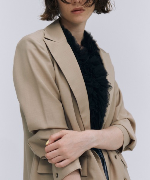 JOSE MOON(ジョゼムーン)の「PEAKED LAPEL SHIRTS JACKET/ピークドラペルシャツジャケット(テーラードジャケット・レディース・チャコールグレー/ブラック/ベージュ・FREE)」の21枚目の写真