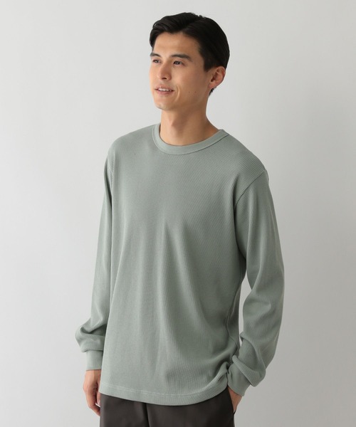 GLOBAL WORK Smile Seed Store（グローバルワーク スマイルシードストア）の「サーモモイストワッフルクルーTシャツ長袖/143073（Tシャツ/カットソー・メンズ・ブラック/グレイッシュベージュ/チャコール/オフホワイト/セージグリーン・MEDIUM/SMALL/X-LARGE/LARGE）」の5枚目の写真