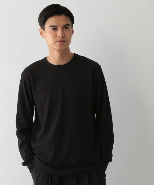 GLOBAL WORK Smile Seed Store（グローバルワーク スマイルシードストア）の「サーモモイストワッフルクルーTシャツ長袖/143073（Tシャツ/カットソー・メンズ・ブラック/グレイッシュベージュ/チャコール/オフホワイト/セージグリーン・MEDIUM/SMALL/X-LARGE/LARGE）」の13枚目の写真