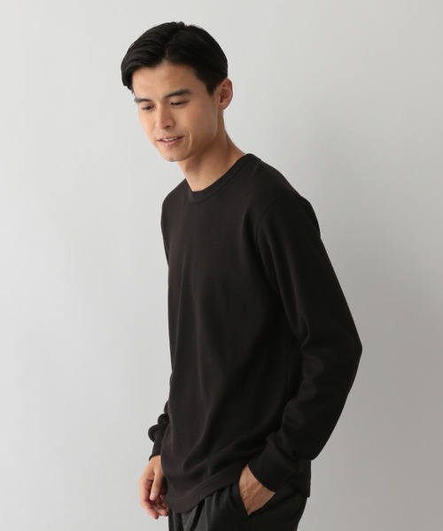 GLOBAL WORK Smile Seed Store（グローバルワーク スマイルシードストア）の「サーモモイストワッフルクルーTシャツ長袖/143073（Tシャツ/カットソー・メンズ・ブラック/グレイッシュベージュ/チャコール/オフホワイト/セージグリーン・MEDIUM/SMALL/X-LARGE/LARGE）」の14枚目の写真