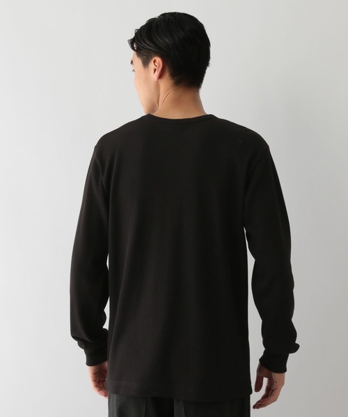 GLOBAL WORK Smile Seed Store（グローバルワーク スマイルシードストア）の「サーモモイストワッフルクルーTシャツ長袖/143073（Tシャツ/カットソー・メンズ・ブラック/グレイッシュベージュ/チャコール/オフホワイト/セージグリーン・MEDIUM/SMALL/X-LARGE/LARGE）」の15枚目の写真