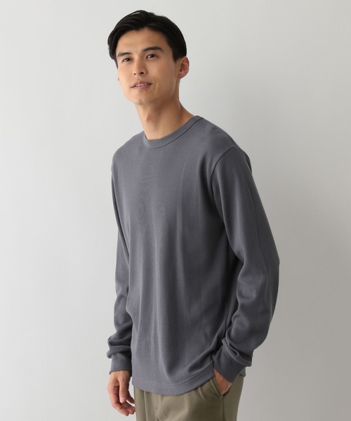 GLOBAL WORK Smile Seed Store（グローバルワーク スマイルシードストア）の「サーモモイストワッフルクルーTシャツ長袖/143073（Tシャツ/カットソー・メンズ・ブラック/グレイッシュベージュ/チャコール/オフホワイト/セージグリーン・MEDIUM/SMALL/X-LARGE/LARGE）」の20枚目の写真