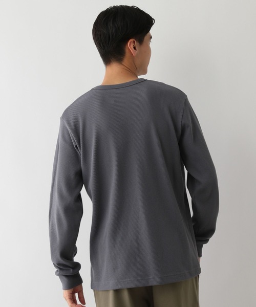 GLOBAL WORK Smile Seed Store（グローバルワーク スマイルシードストア）の「サーモモイストワッフルクルーTシャツ長袖/143073（Tシャツ/カットソー・メンズ・ブラック/グレイッシュベージュ/チャコール/オフホワイト/セージグリーン・MEDIUM/SMALL/X-LARGE/LARGE）」の21枚目の写真
